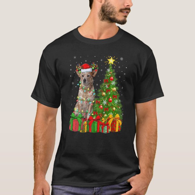 Camiseta Xmas Holiday Santa Australian Cattle Dog Christmas (Anverso)