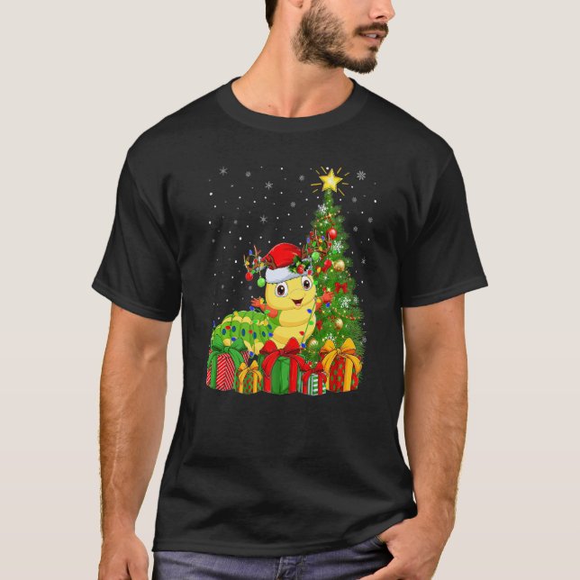 Camiseta Xmas Holiday Santa Caterpillar Christmas Tree   (Anverso)