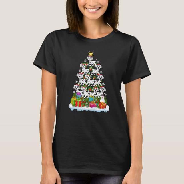 Camiseta Xmas Holiday  Santa Dalmatian Dog Christmas Tree (Anverso)