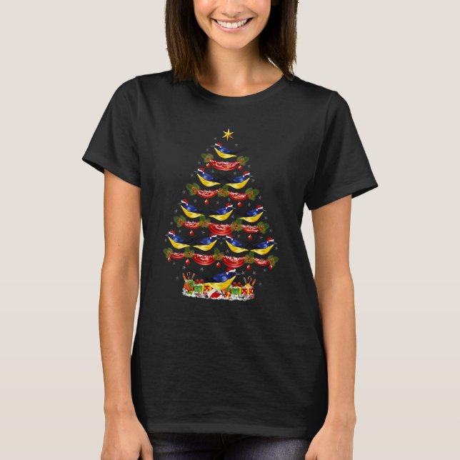 Camiseta Xmas Holiday Santa Eastern Bluebird Christmas Tree (Anverso)