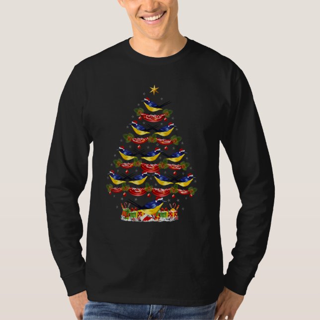 Camiseta Xmas Holiday Santa Eastern Bluebird Christmas Tree (Anverso)