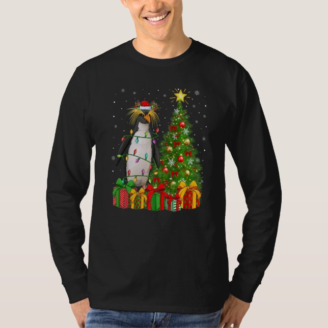 Camiseta Xmas Holiday Santa Emperor Penguin Christmas Tree  (Anverso)