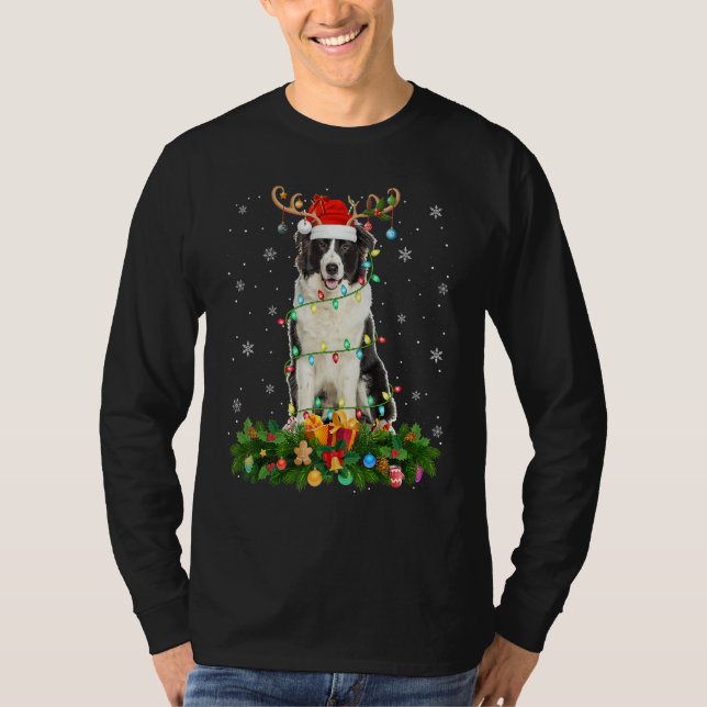 Camiseta Xmas Holiday Santa Hat Australian Shepherd Dog Chr (Anverso)