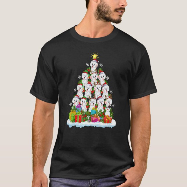 Camiseta Xmas Holiday  Santa Havanese Dog Christmas Tree (Anverso)