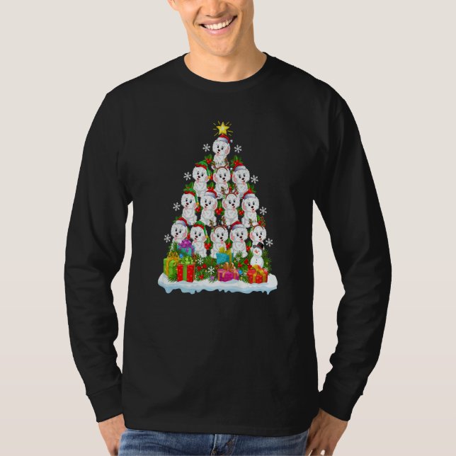 Camiseta Xmas Holiday  Santa Havanese Dog Christmas Tree (Anverso)