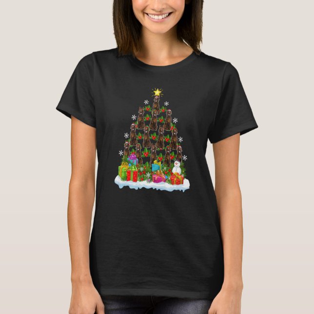 Camiseta Xmas Holiday  Santa Irish Setter Dog Christmas Tre (Anverso)