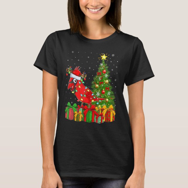 Camiseta Xmas Holiday Santa Northern Cardinal Bird Christma (Anverso)