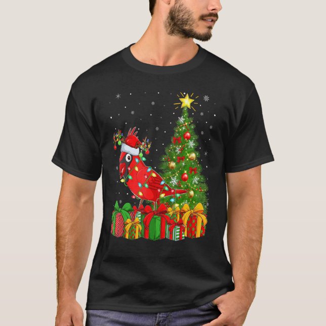 Camiseta Xmas Holiday Santa Northern Cardinal Bird Christma (Anverso)