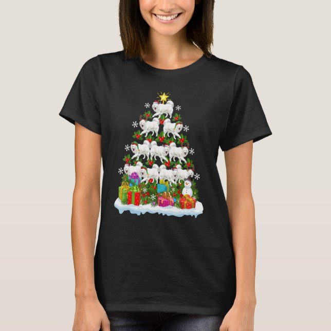 Camiseta Xmas Holiday   Santa Samoyed Dog Christmas Tree (Anverso)