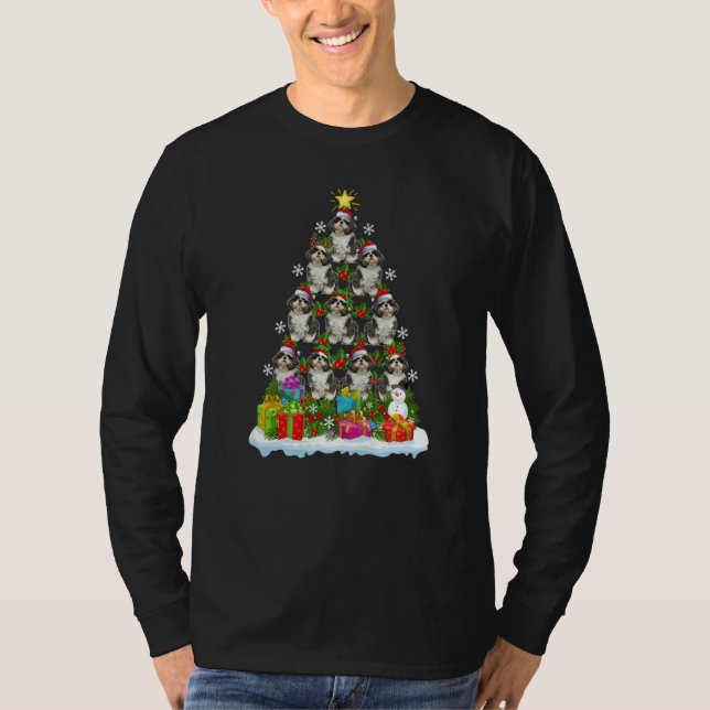 Camiseta Xmas Holiday  Santa Shih Tzu Dog Christmas Tree (Anverso)