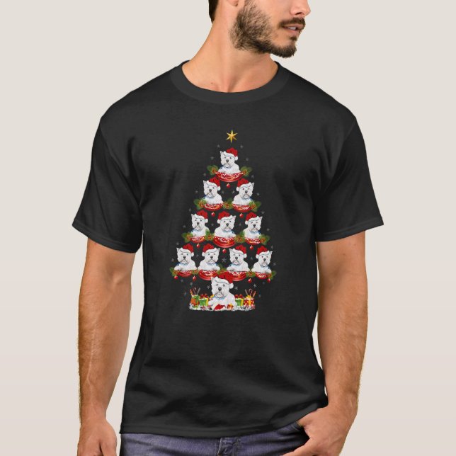 Camiseta Xmas Holiday  Santa Westie Dog Christmas Tree (Anverso)
