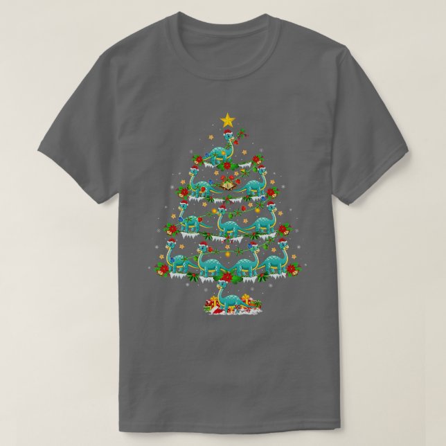 Camiseta Xmas Ilumina Brontosaurus Dinosaurio Árbol de Navi (Diseño del anverso)