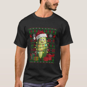 Camiseta Xmas Ilumina Feo Santa Hat Vegetable Cucumber Chri