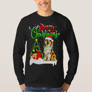 Camiseta Xmas Iluminación coincidente con Santa Rough Colli