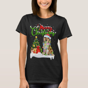 Camiseta Xmas Iluminación coincidente con Santa Rough Colli