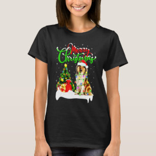 Camiseta Xmas Iluminación coincidente con Santa Rough Colli