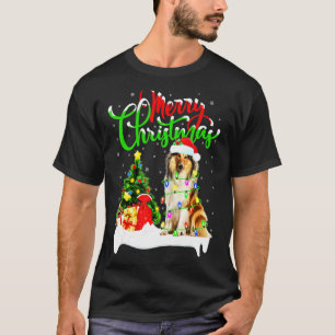 Camiseta Xmas Iluminación coincidente con Santa Rough Colli