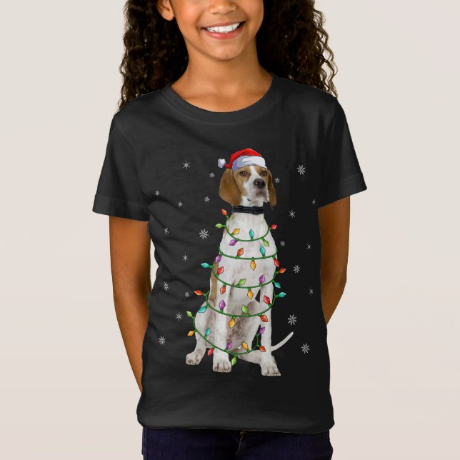 Camiseta Xmas Iluminación coincidente Santa Hat Inglés Punt (Anverso)