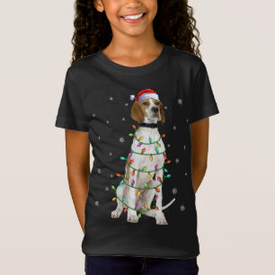 Camiseta Xmas Iluminación coincidente Santa Hat Inglés Punt