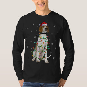 Camiseta Xmas Iluminación coincidente Santa Hat Inglés Punt