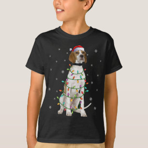 Camiseta Xmas Iluminación coincidente Santa Hat Inglés Punt