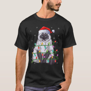 Camiseta Xmas Iluminación coincidiendo con Santa Hat Himal