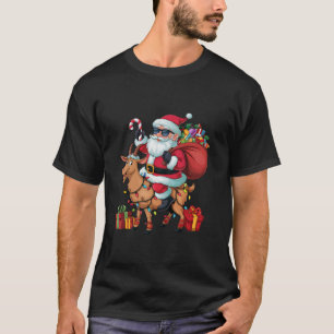 Camiseta Xmas Iluminación divertida Santa Riding Chamois Go