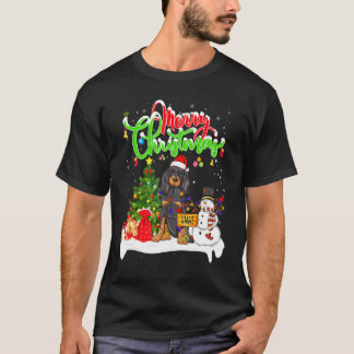 Camiseta Xmas Iluminación Que Coincide Con Santa Black Y Ta