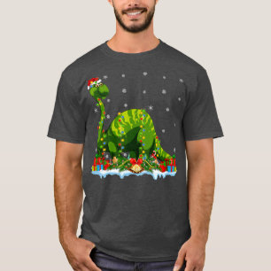 Camiseta Xmas Iluminación Santa Brontosaurus Dinosaur Chris
