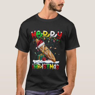 Camiseta Xmas Iluminación Santa Hat Baguette Feliz Navidad
