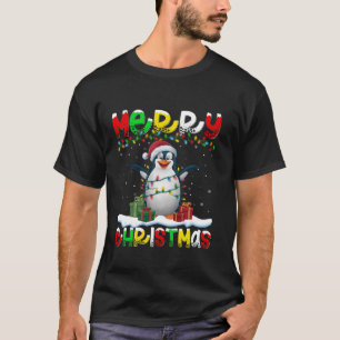 Camiseta Xmas Iluminación Santa Hat Emperador Penguin Merry