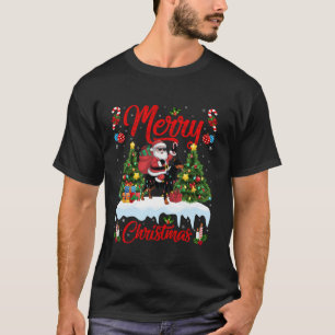 Camiseta Xmas Iluminación Santa Riding Doberman Pinscher Do