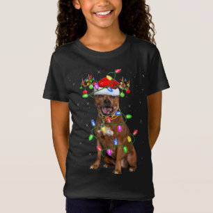Camiseta Xmas Iluminación Santa Staffordshire Bull Terrier 