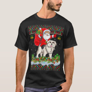 Camiseta Xmas iluminando a Santa Riding Gran Perro de los P
