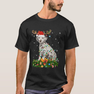 Camiseta Xmas Iluminando reno Santa Hat Dalmatian Dog Chr
