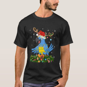 Camiseta Xmas Iluminando reno Santa Hat Macaw Ave Cristo