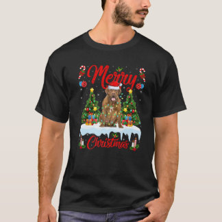 Camiseta Xmas Iluminando Santa Hat Dogue De Bordeaux Perro