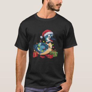 Camiseta Xmas Iluminando Santa Hat Loon Navidades de pájaro