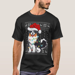 Camiseta Xmas Iluminando Santa Hat Pastor australiano feo C