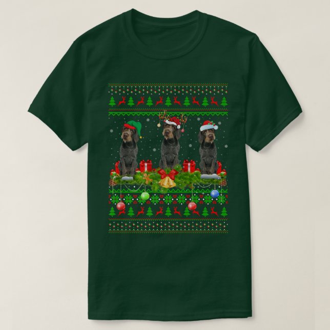 Camiseta Xmas Iluminando un puntero con cable Santa Ugly al (Diseño del anverso)