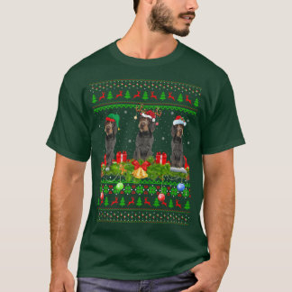 Camiseta Xmas Iluminando un puntero con cable Santa Ugly al
