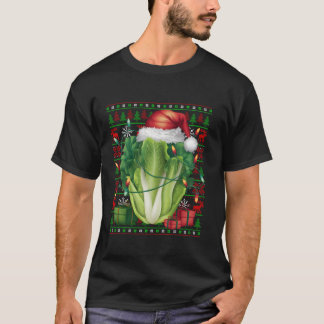 Camiseta Xmas Ilustra feas lechuga vegetal de Santa Hat Chr