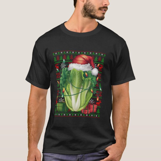 Camiseta Xmas Ilustra feas lechuga vegetal de Santa Hat Chr (Anverso)