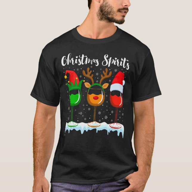 Camiseta Xmas Ilustra Navidades De Elf Espíritus De Vino (Anverso)