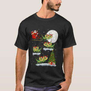 Camiseta Xmas Ilustra Santa Riding Dilophosaurus Dinosaur C