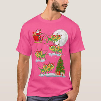 Camiseta Xmas Ilustra Santa Riding Dilophosaurus Dinosaur C