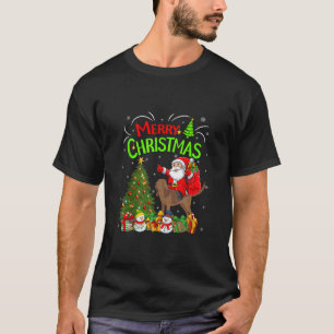 Camiseta Xmas Ilustra Santa Riding Ridgeback Dog C