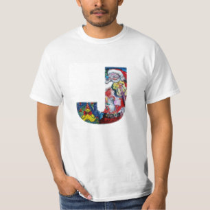 CAMISETA XMAS J LETTER /SANTA CLAUS CON VIOLIN MONOGRAM