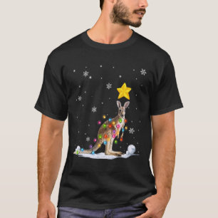Camiseta Xmas Kangaroo Animals Christmas Tree Lights