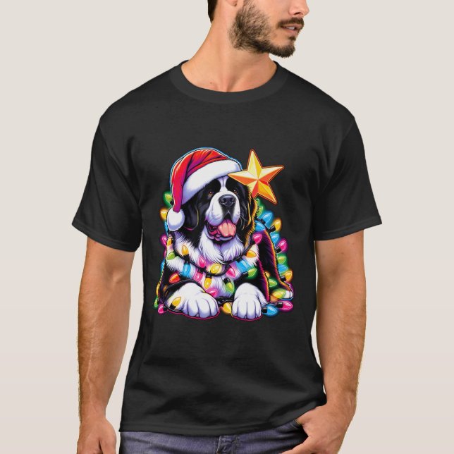 Camiseta Xmas Landseer Newfoundland Dog Tangled Christmas L (Anverso)
